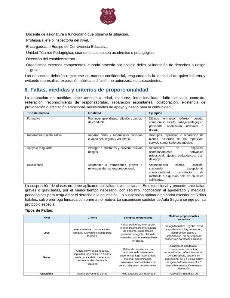 Página 7 del RICE Colegio NSM