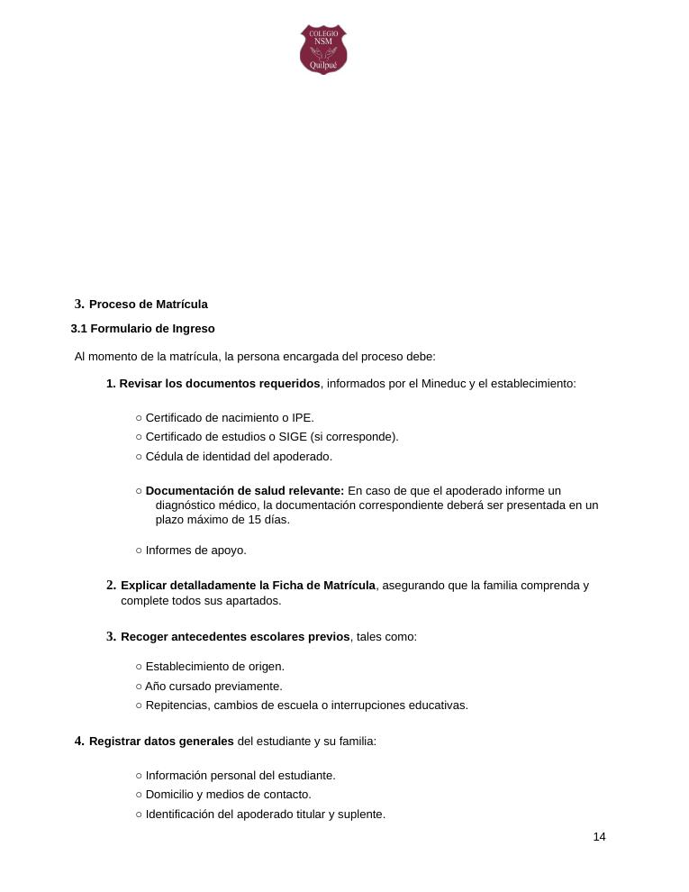 Página 14 del RICE Colegio NSM