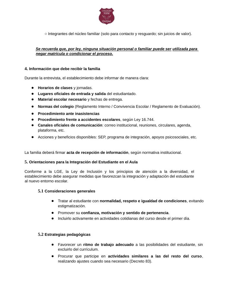 Página 15 del RICE Colegio NSM