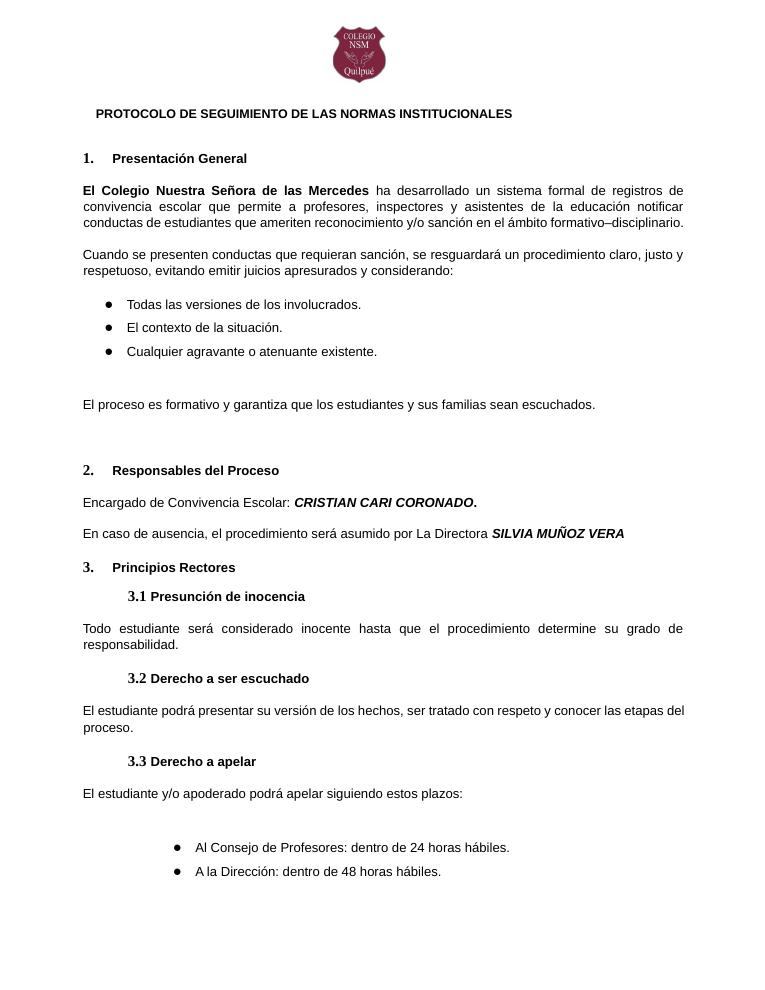 Página 17 del RICE Colegio NSM