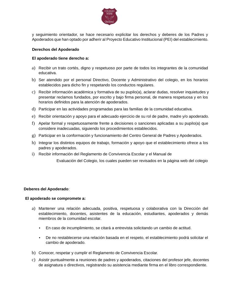 Página 23 del RICE Colegio NSM