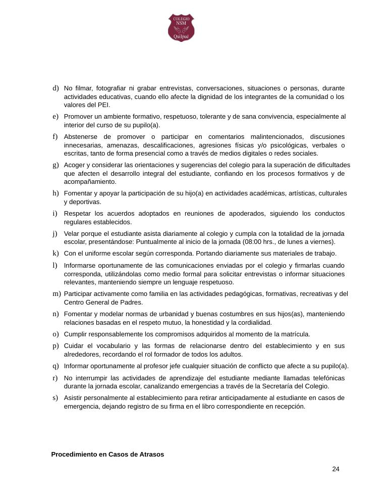 Página 24 del RICE Colegio NSM