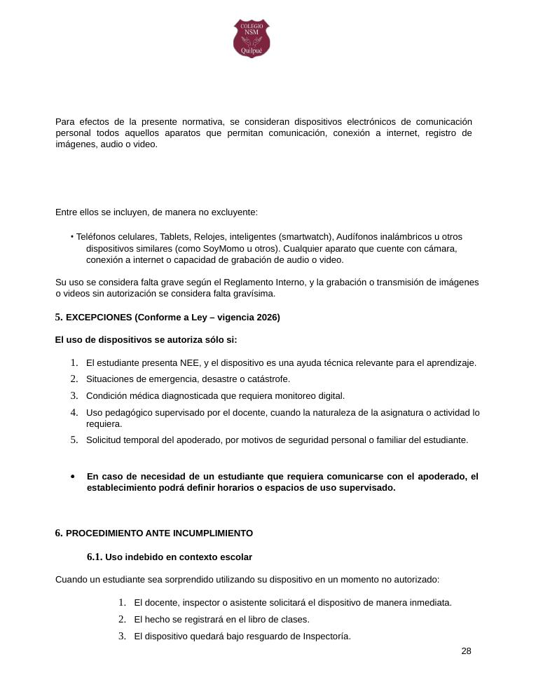 Página 28 del RICE Colegio NSM
