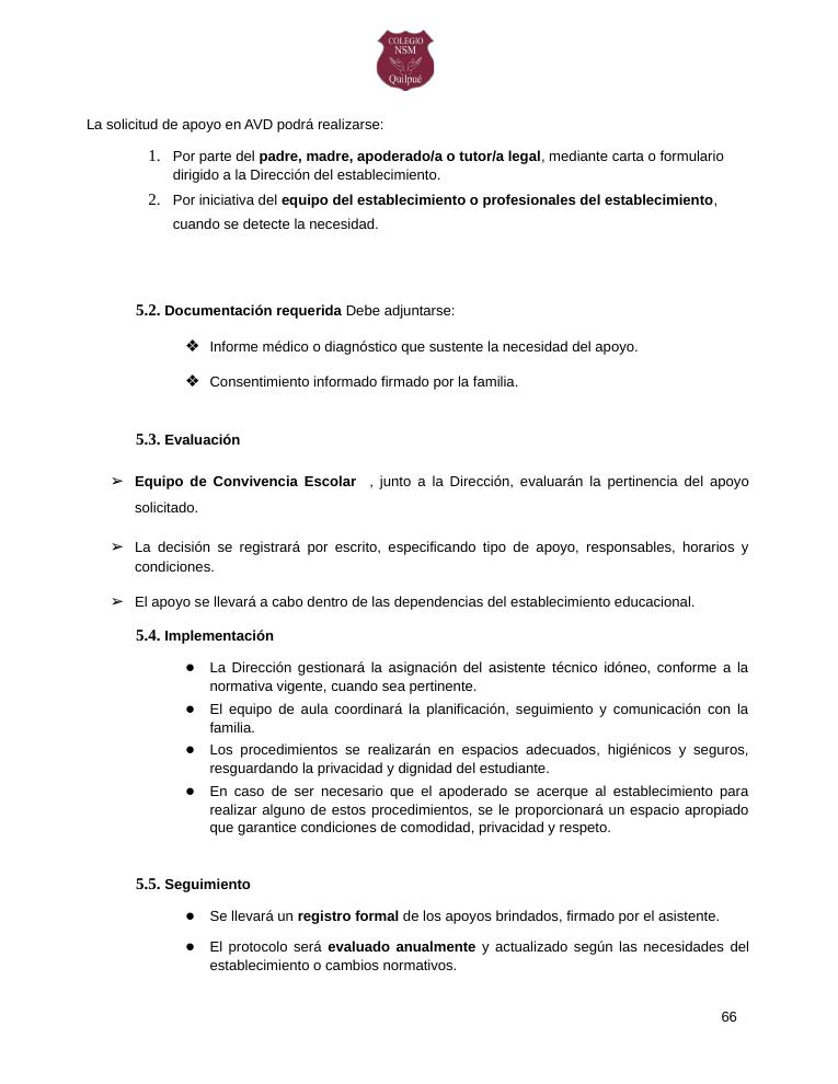 Página 66 del RICE Colegio NSM