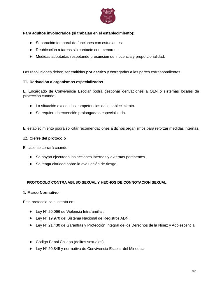 Página 92 del RICE Colegio NSM