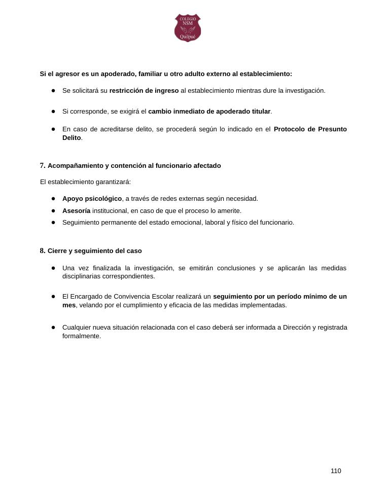 Página 110 del RICE Colegio NSM