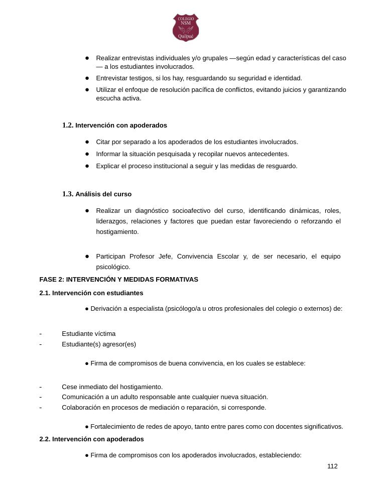 Página 112 del RICE Colegio NSM