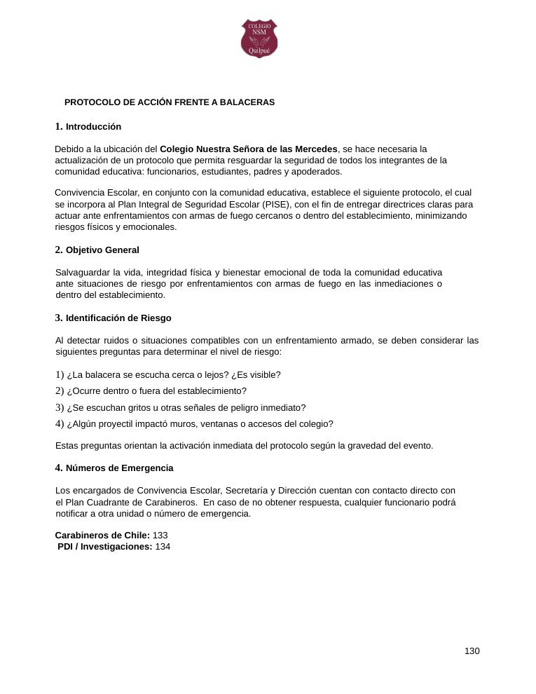 Página 130 del RICE Colegio NSM