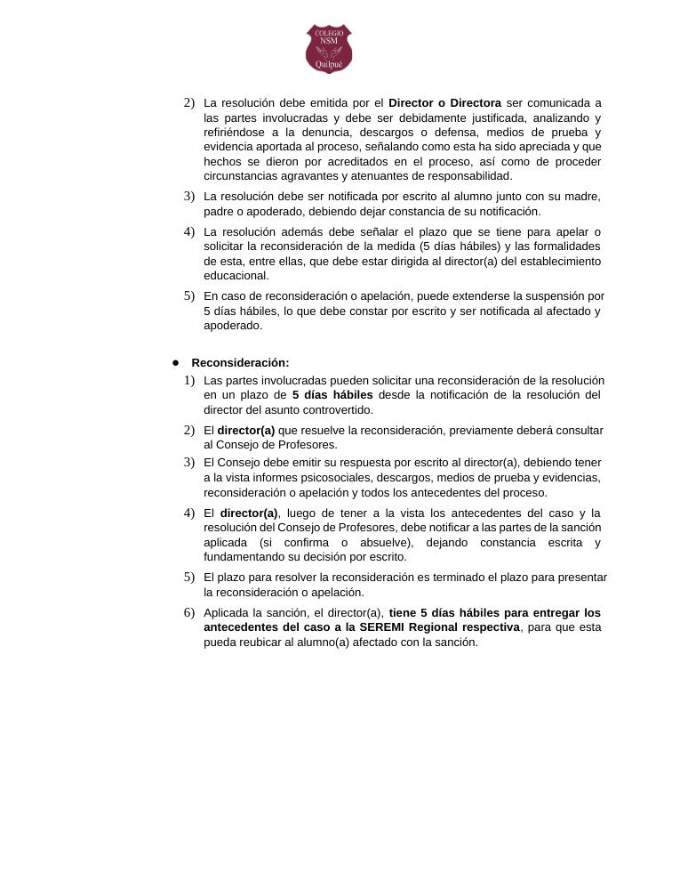 Página 205 del RICE Colegio NSM