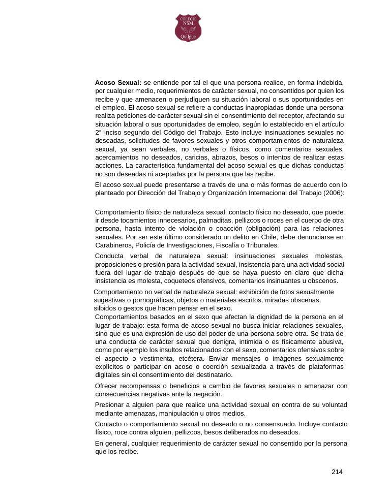 Página 214 del RICE Colegio NSM