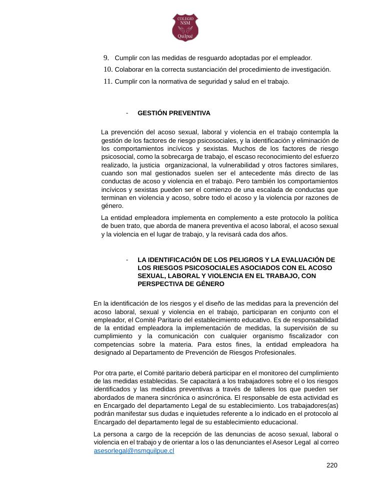 Página 220 del RICE Colegio NSM