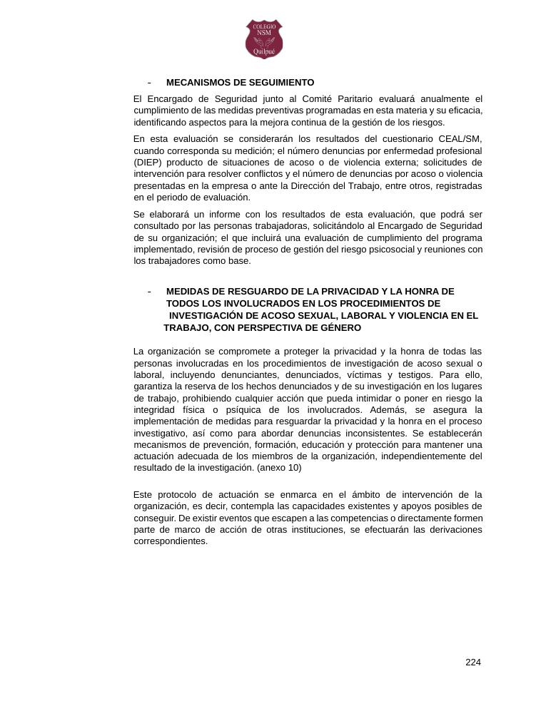 Página 224 del RICE Colegio NSM