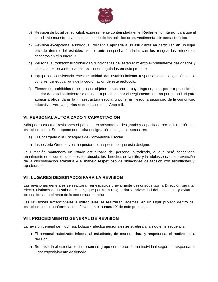 Página 255 del RICE Colegio NSM