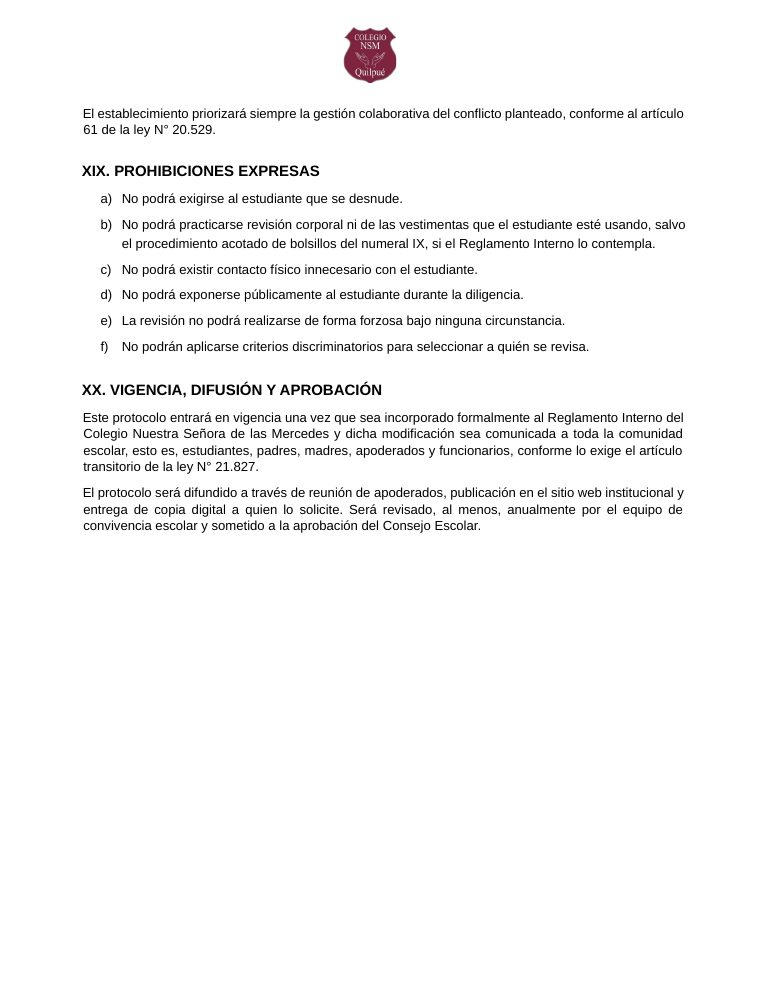 Página 259 del RICE Colegio NSM