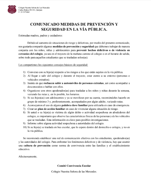 Comunicado N°2 Medidas de Prevención